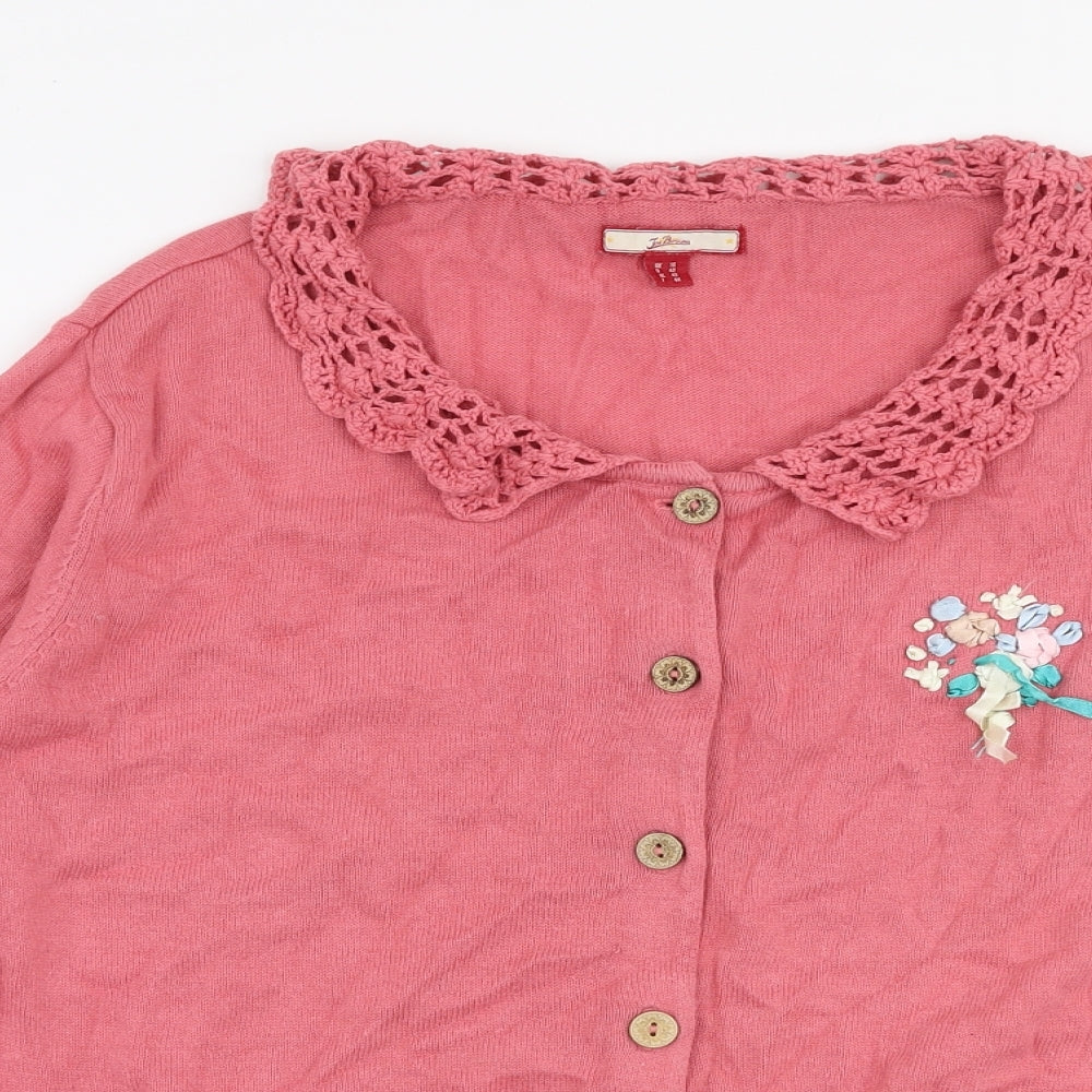 Joe Browns Womens Pink Round Neck  100% Cotton Cardigan Jumper Size 16