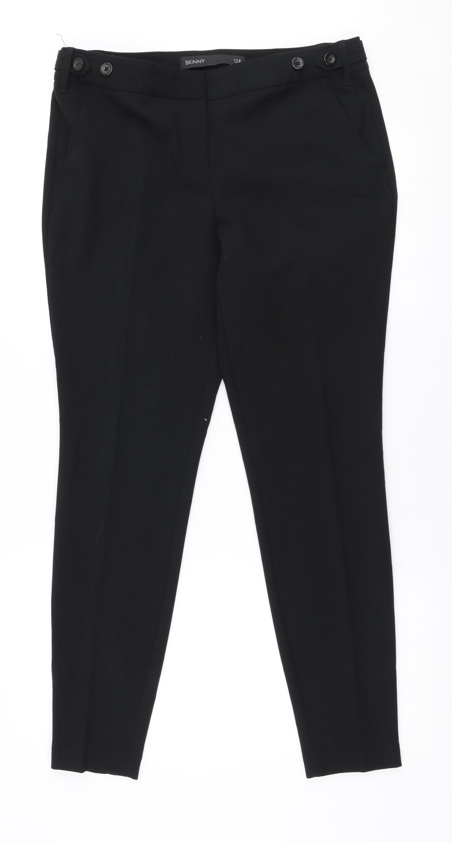 NEXT Womens Black  Polyester Trousers  Size 12 L29 in Regular Zip