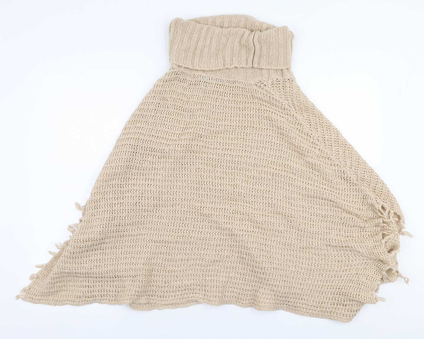 Internationale Womens Beige Roll Neck  Acrylic Pullover Jumper Size M