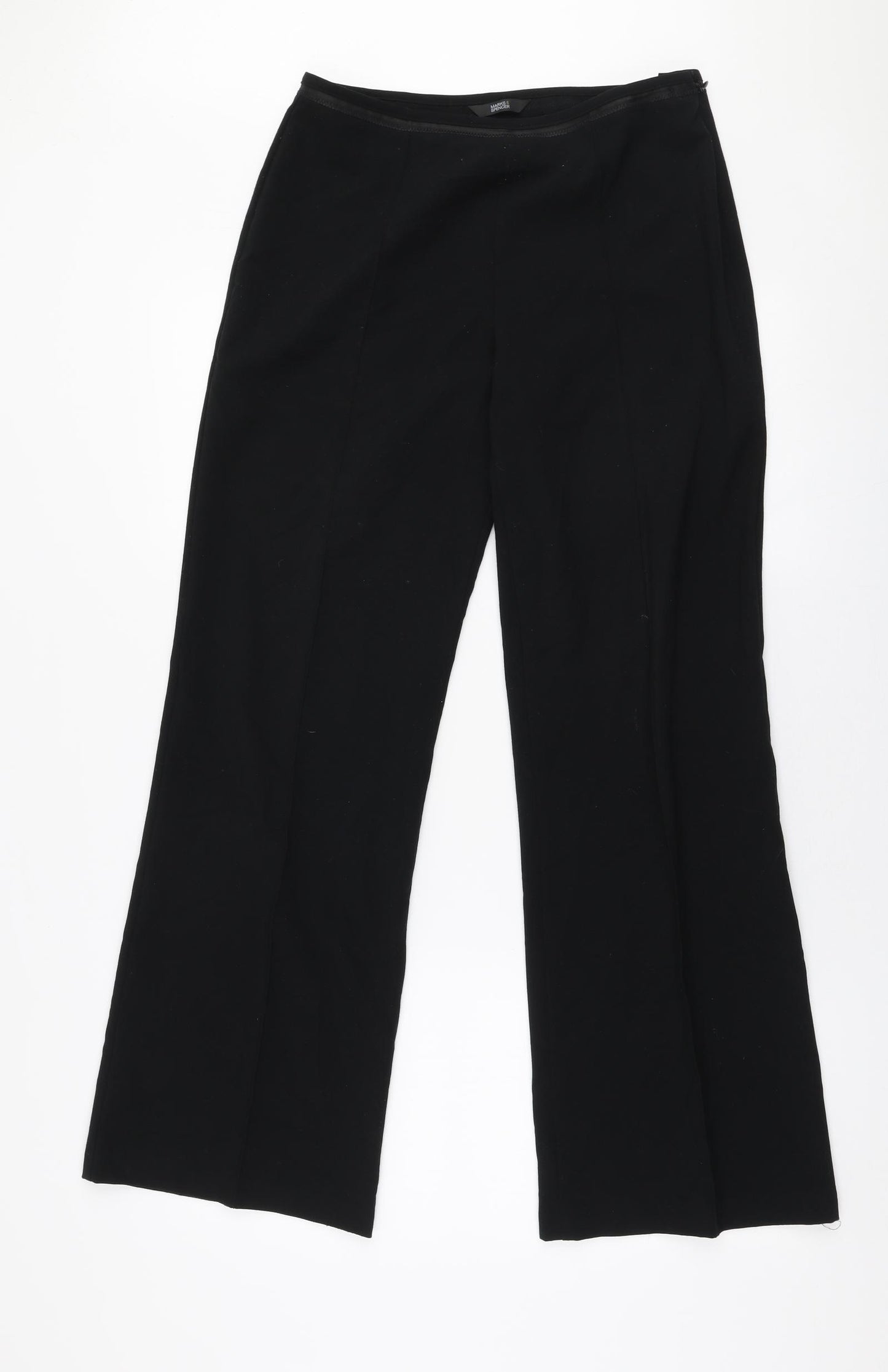 Marks and Spencer Womens Black  Polyester Trousers  Size 10 L30 in Regular Zip
