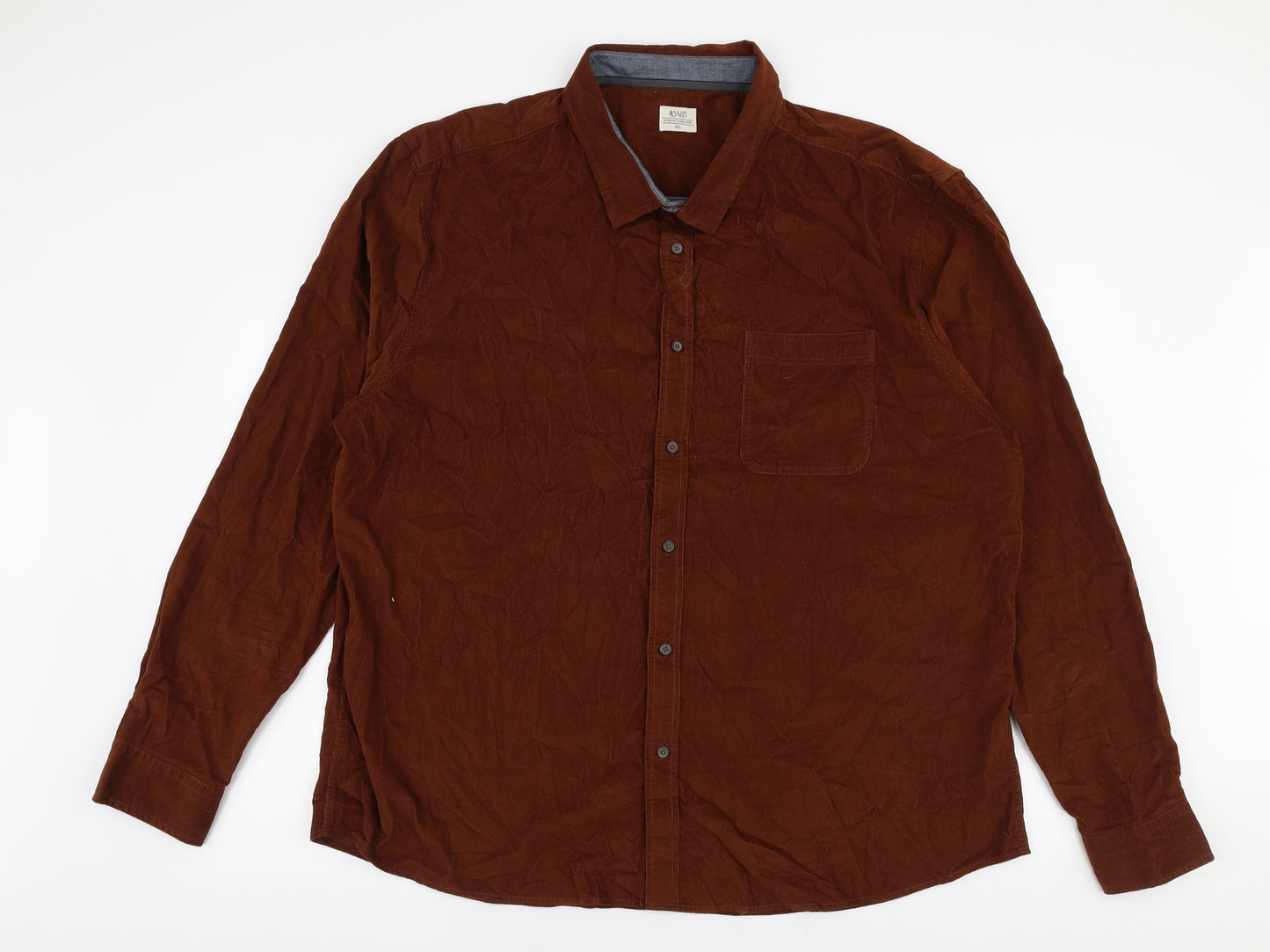 Matalan Mens Brown  Cotton  Button-Up Size 3XL Collared Button