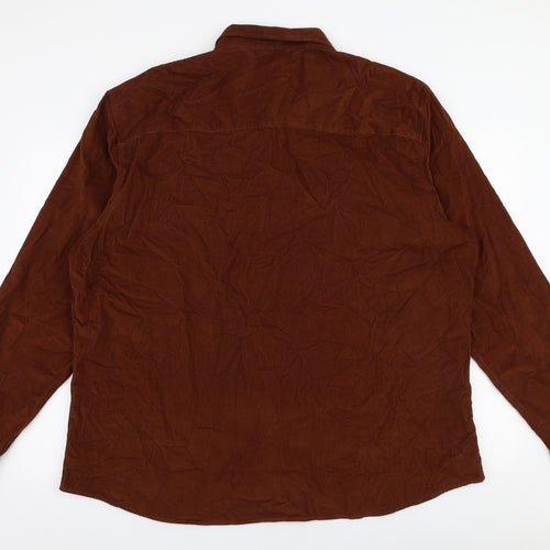 Matalan Mens Brown  Cotton  Button-Up Size 3XL Collared Button