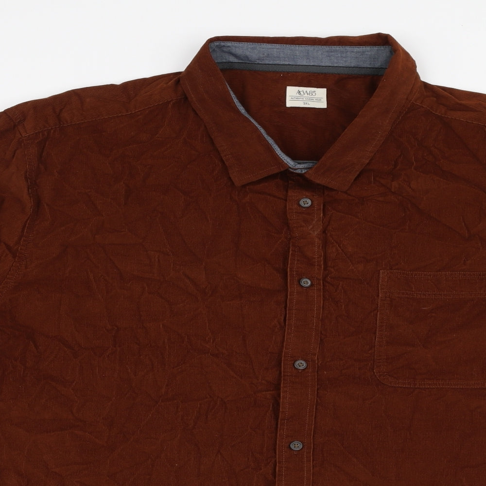 Matalan Mens Brown  Cotton  Button-Up Size 3XL Collared Button