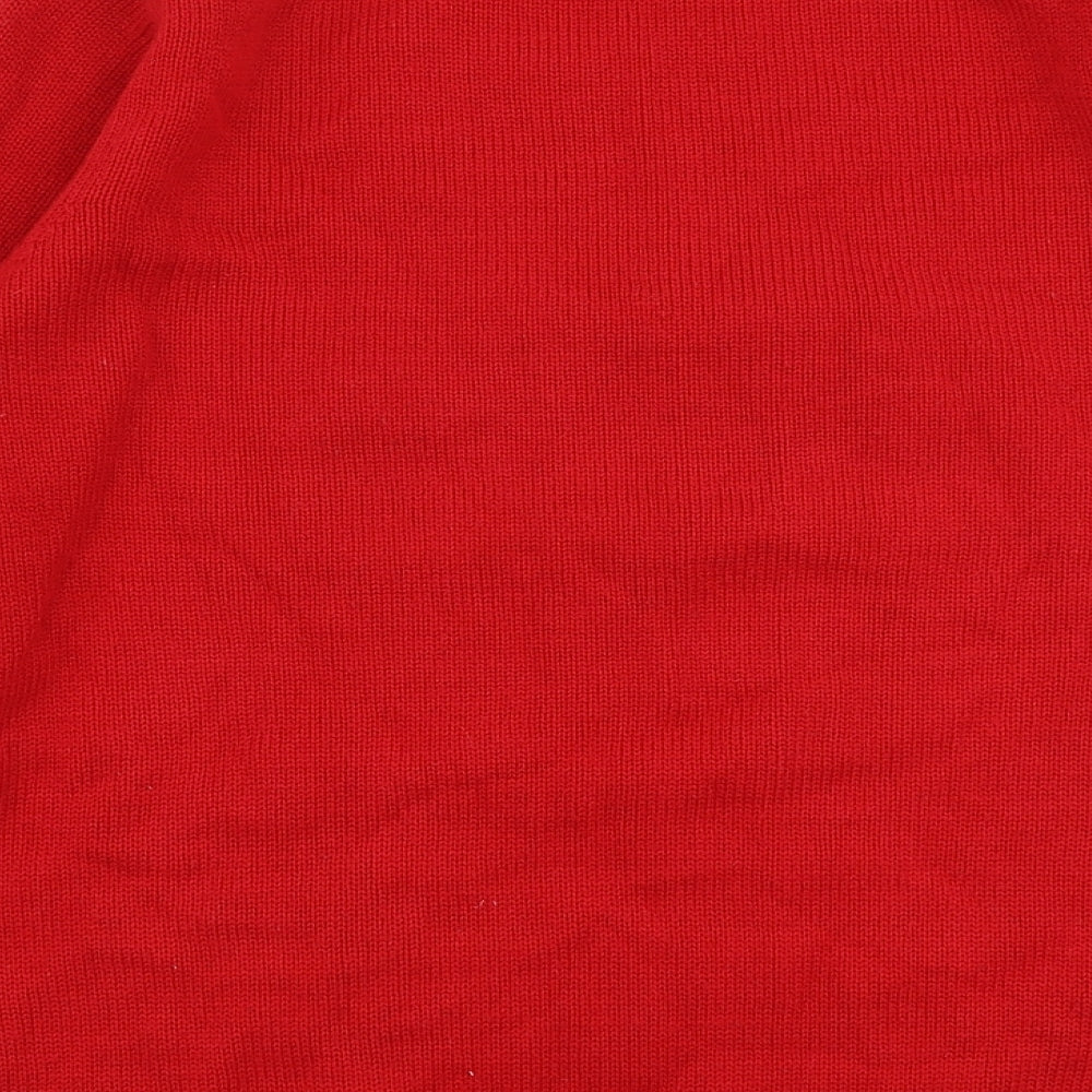 Cedar Wood State Mens Red Round Neck  Acrylic Pullover Jumper Size M   - Christmas Snowman