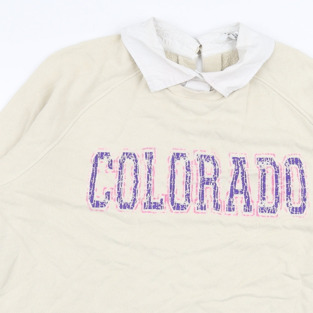 NEXT Womens Beige  100% Cotton Pullover Sweatshirt Size L  Button - Colorado