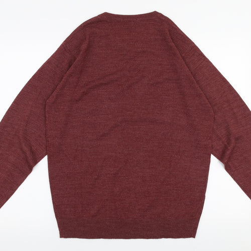Premiere Man Mens Brown V-Neck  Acrylic Pullover Jumper Size S