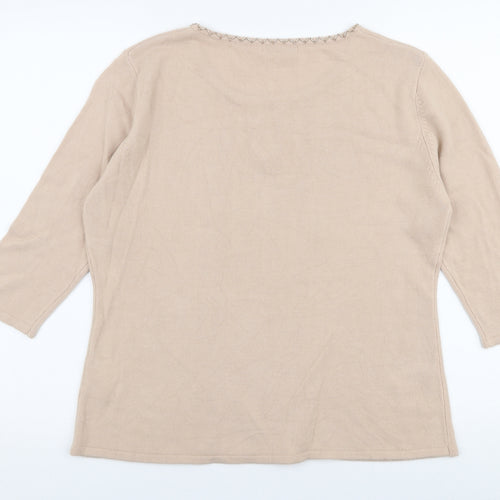 original Clothing Womens Beige Round Neck  Acrylic Pullover Jumper Size 14