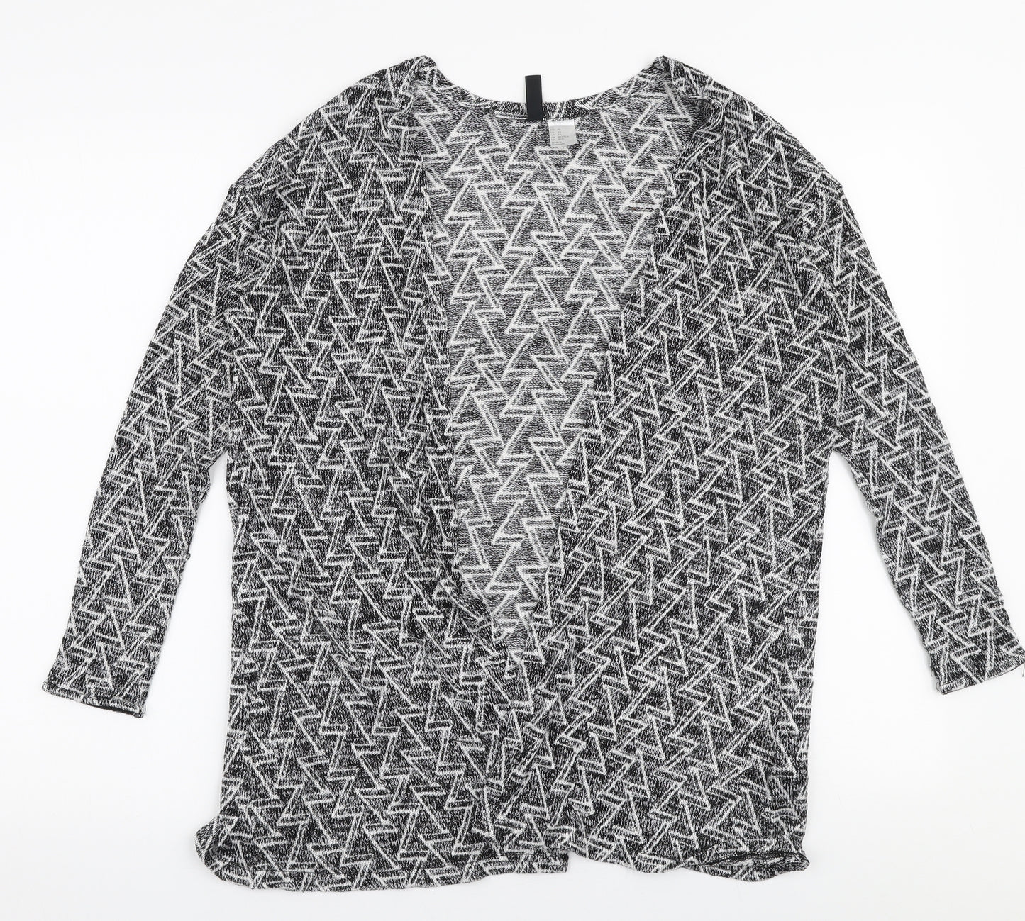 H&M Womens Grey V-Neck Geometric Polyester Cardigan Jumper Size XS