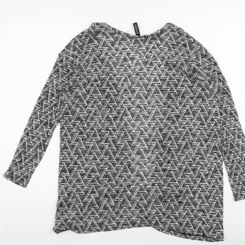 H&M Womens Grey V-Neck Geometric Polyester Cardigan Jumper Size XS