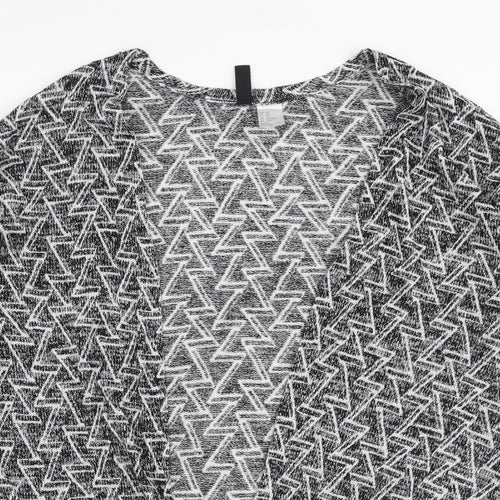 H&M Womens Grey V-Neck Geometric Polyester Cardigan Jumper Size XS