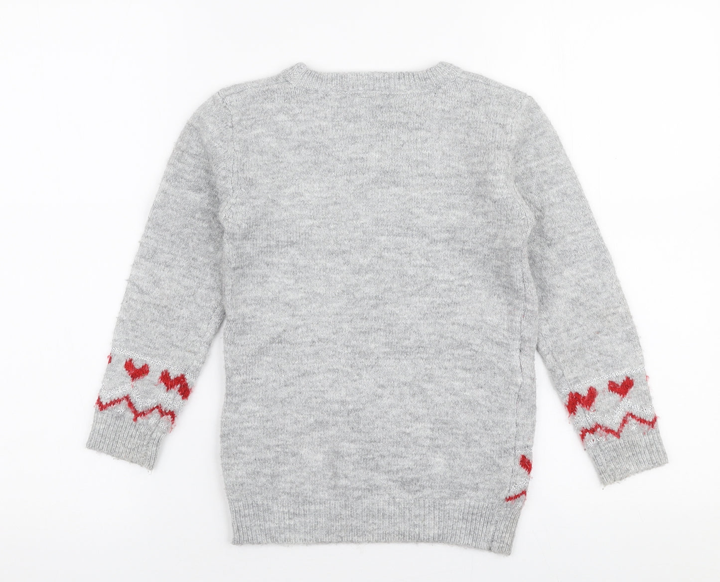TU Girls Grey Round Neck  Acrylic Pullover Jumper Size 6 Years  Pullover - Dogs Christmas