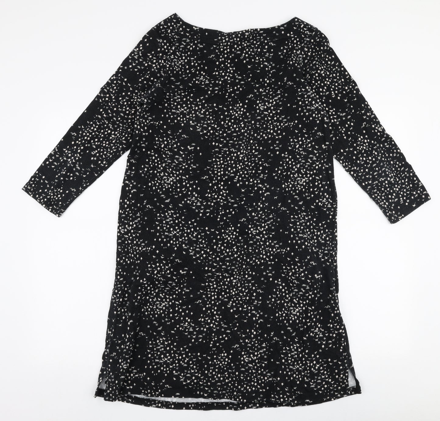 Joules Womens Black Floral 100% Cotton A-Line  Size 12  Round Neck Pullover