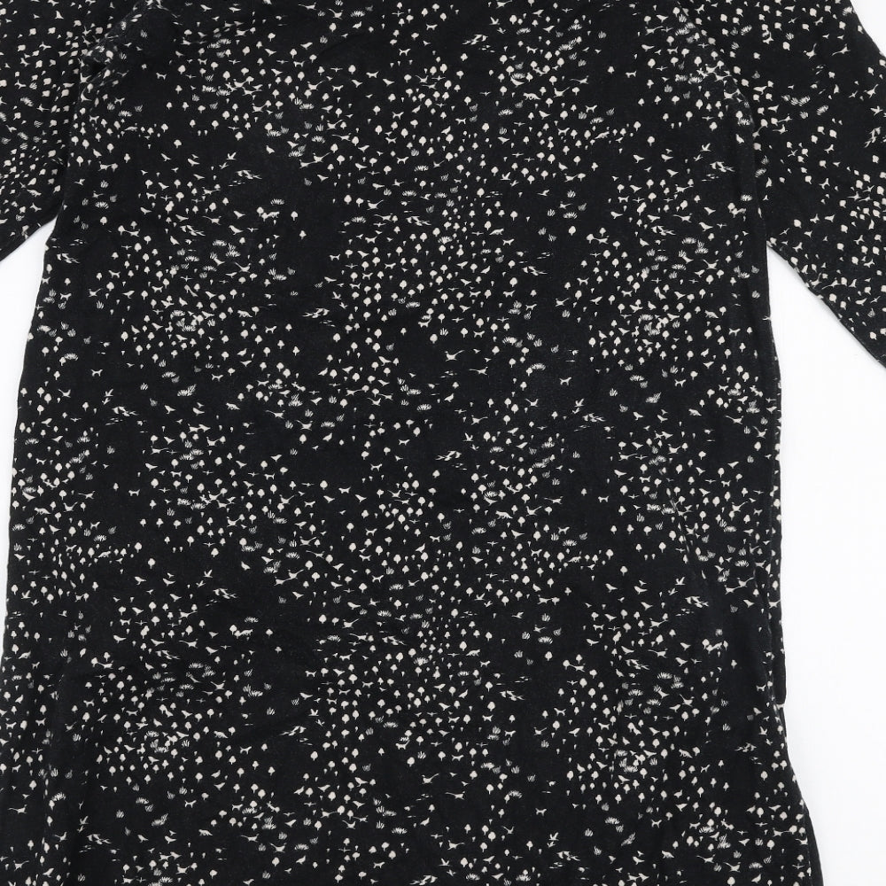 Joules Womens Black Floral 100% Cotton A-Line  Size 12  Round Neck Pullover
