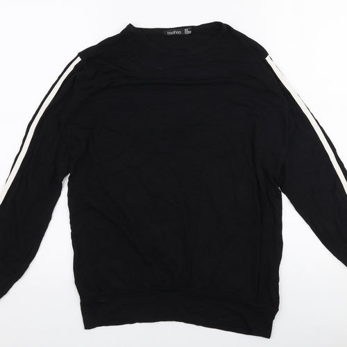 Boohoo Womens Black  Viscose Jersey T-Shirt Size 6 Round Neck