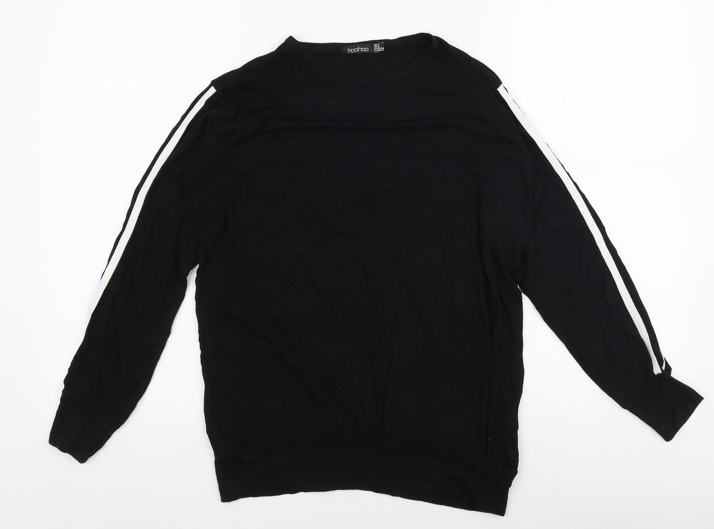 Boohoo Womens Black  Viscose Jersey T-Shirt Size 6 Round Neck