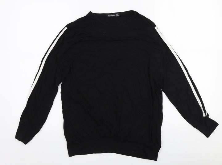 Boohoo Womens Black  Viscose Jersey T-Shirt Size 6 Round Neck