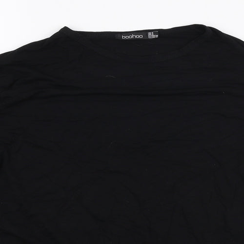 Boohoo Womens Black  Viscose Jersey T-Shirt Size 6 Round Neck