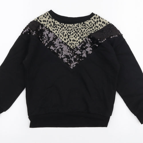 Matalan Girls Black  Polyester Pullover Sweatshirt Size 7 Years  Pullover