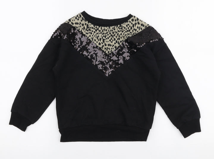 Matalan Girls Black  Polyester Pullover Sweatshirt Size 7 Years  Pullover