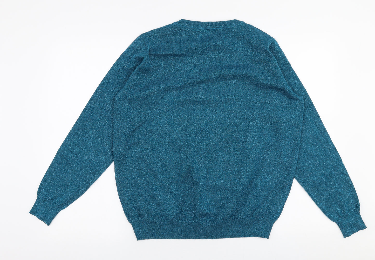 Papaya Womens Blue Round Neck  Viscose Pullover Jumper Size L   - christmas