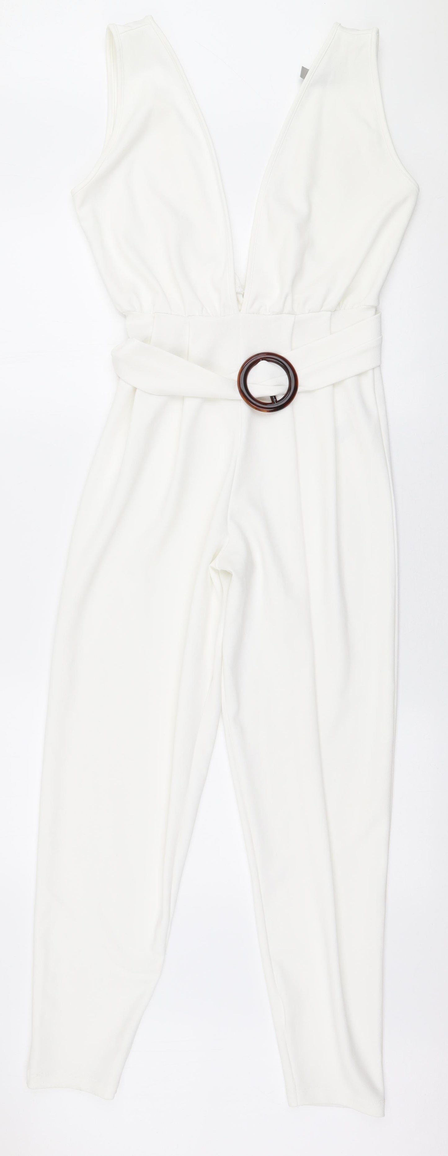 ASOS Womens White  Polyester Jumpsuit One-Piece Size 10 L28 in Pullover