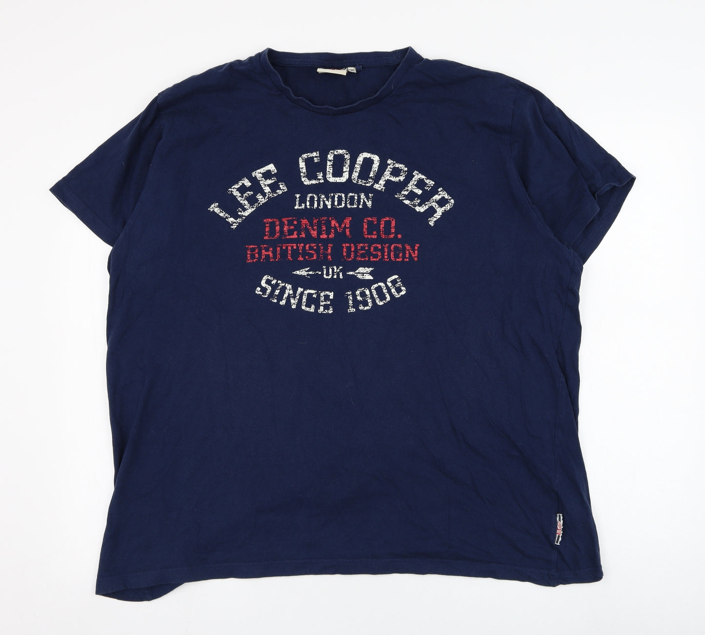 Lee Cooper Mens Blue  Cotton  T-Shirt Size 2XL Round Neck