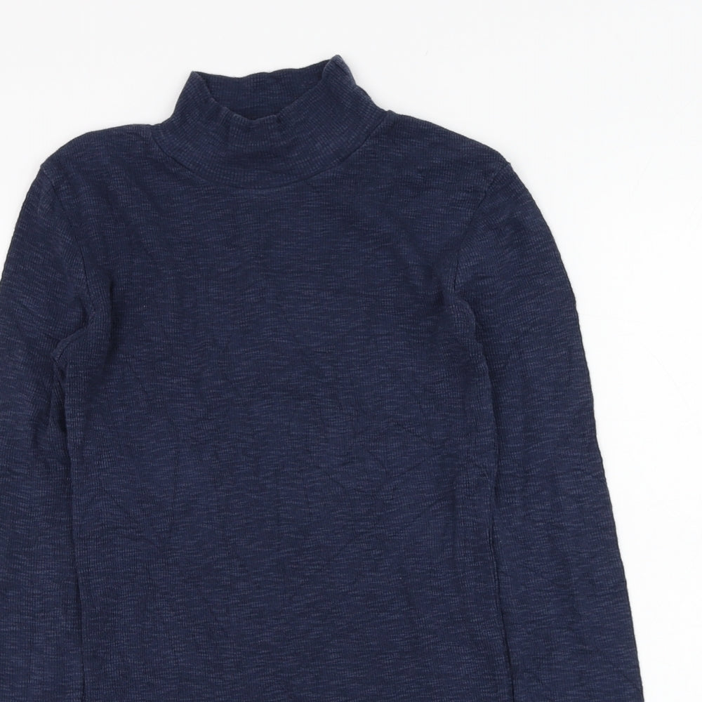 Fat Face Womens Blue Mock Neck  Cotton Pullover Jumper Size 6