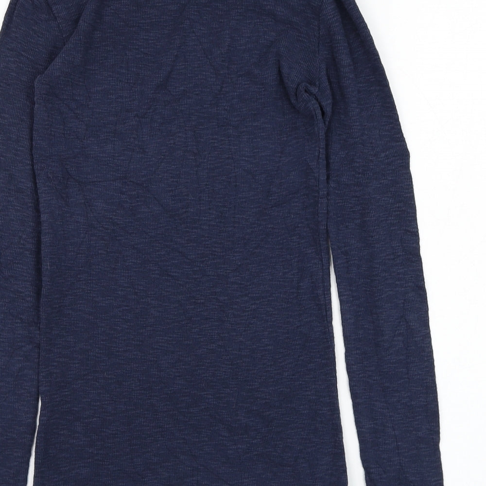 Fat Face Womens Blue Mock Neck  Cotton Pullover Jumper Size 6