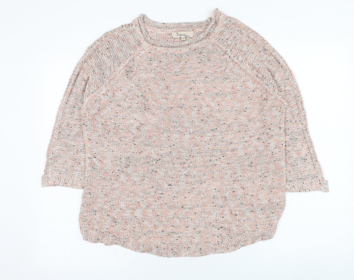 Inspire Womens Pink Round Neck  Acrylic Pullover Jumper Size L