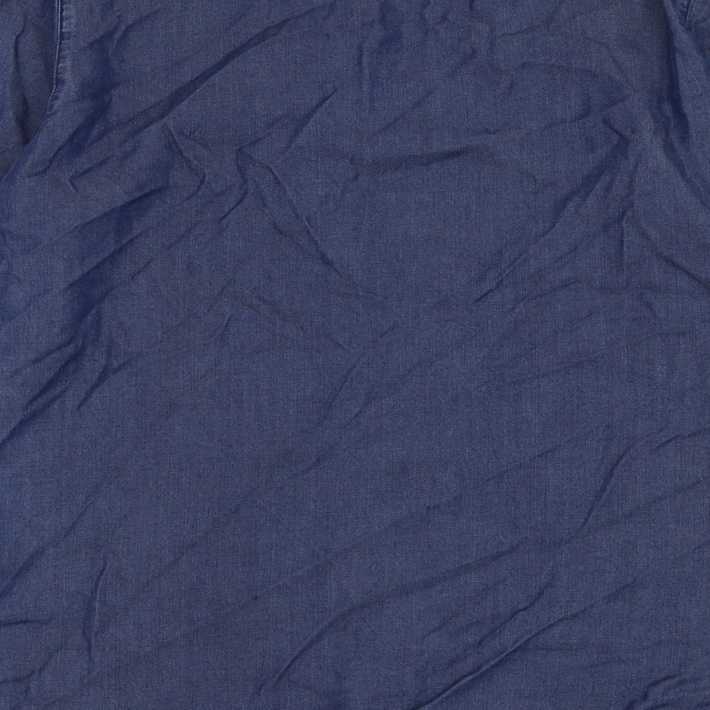 Salsa Womens Blue  Lyocell Basic Button-Up Size M Round Neck
