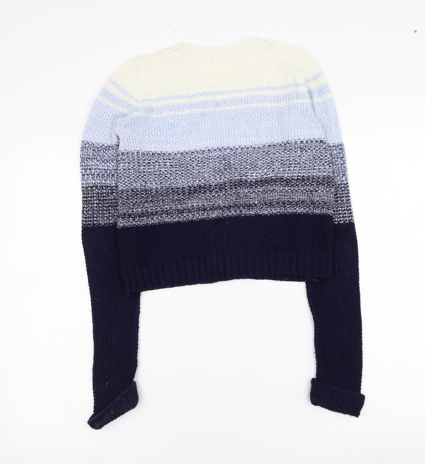 SoulCal&Co Womens Blue Round Neck Striped Acrylic Pullover Jumper Size 8