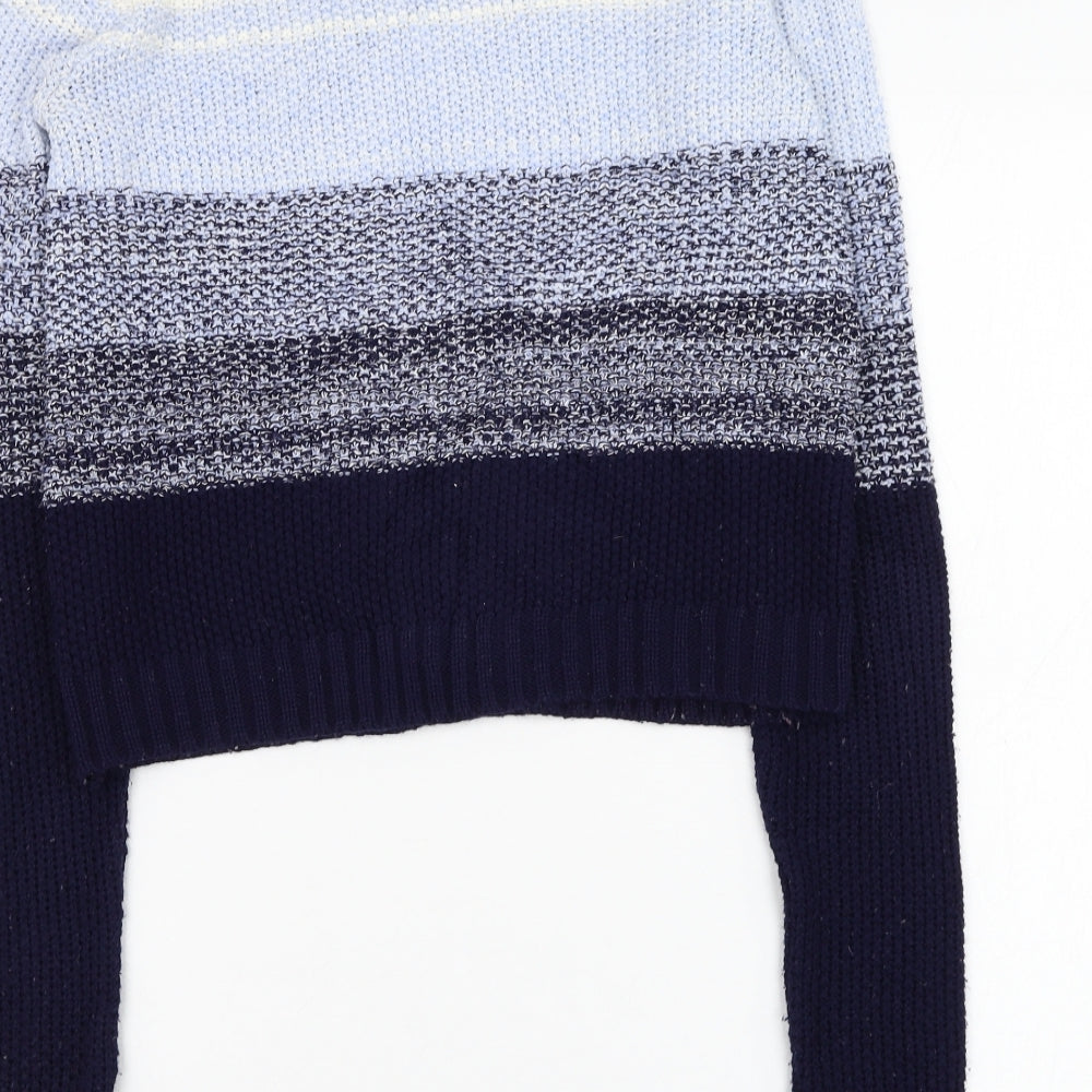 SoulCal&Co Womens Blue Round Neck Striped Acrylic Pullover Jumper Size 8
