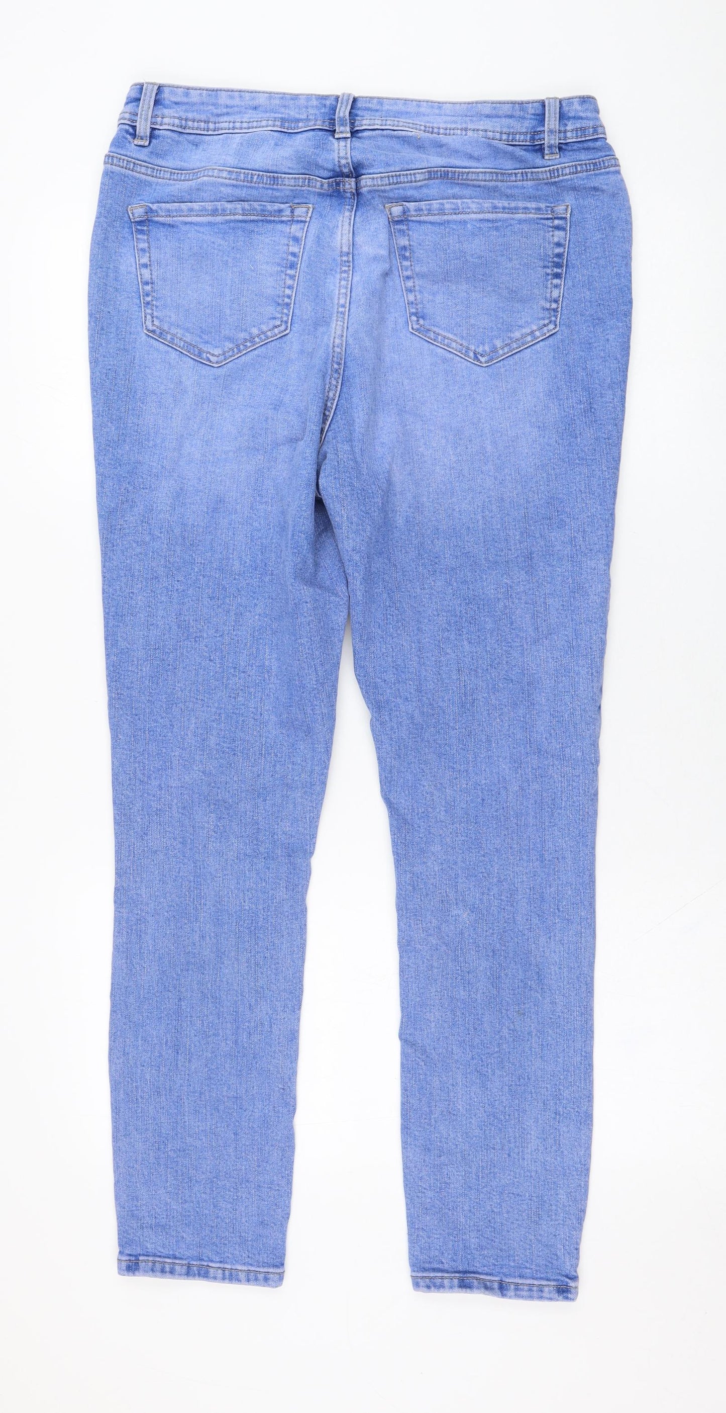 George Womens Blue  Cotton Straight Jeans Size 14 L29 in Regular Zip