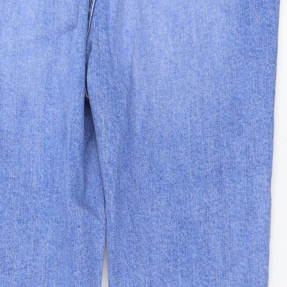 George Womens Blue  Cotton Straight Jeans Size 14 L29 in Regular Zip