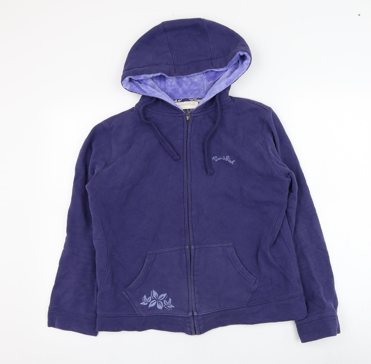 Weird Fish Womens Blue  Cotton Full Zip Hoodie Size M  Zip
