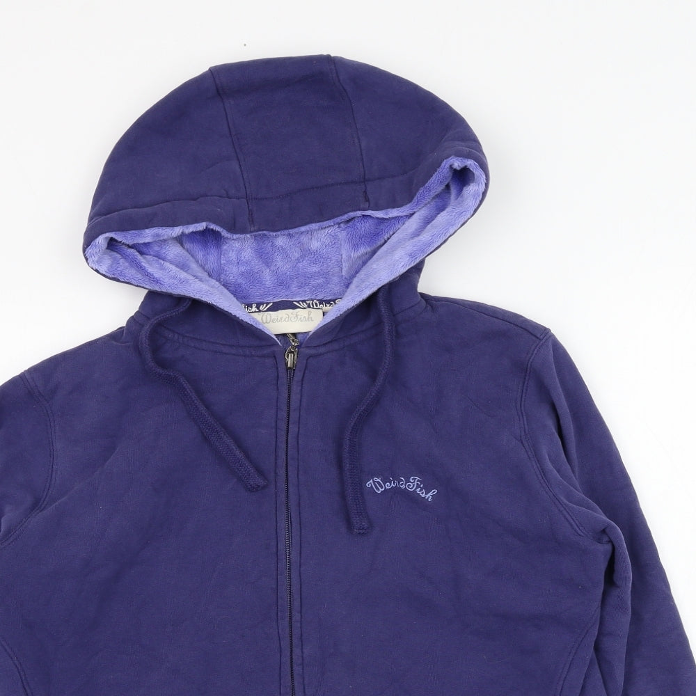 Weird Fish Womens Blue  Cotton Full Zip Hoodie Size M  Zip
