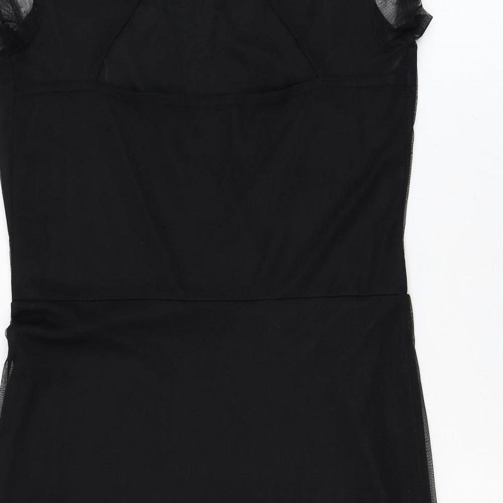 River Island Womens Black  Polyester Shift  Size 12  Round Neck Button - Flower