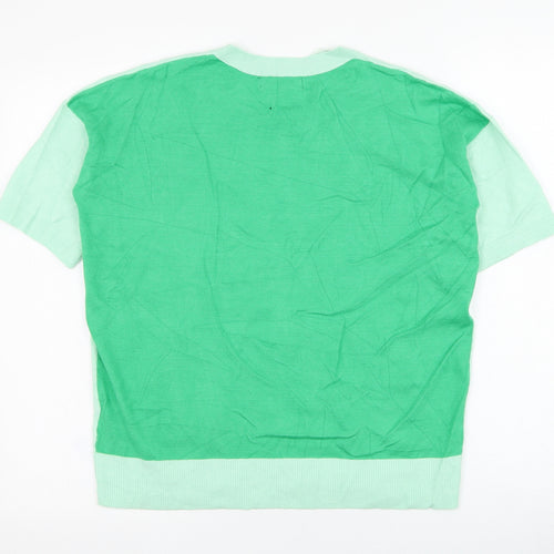 Marks and Spencer Womens Green V-Neck  Viscose Pullover Jumper Size 8