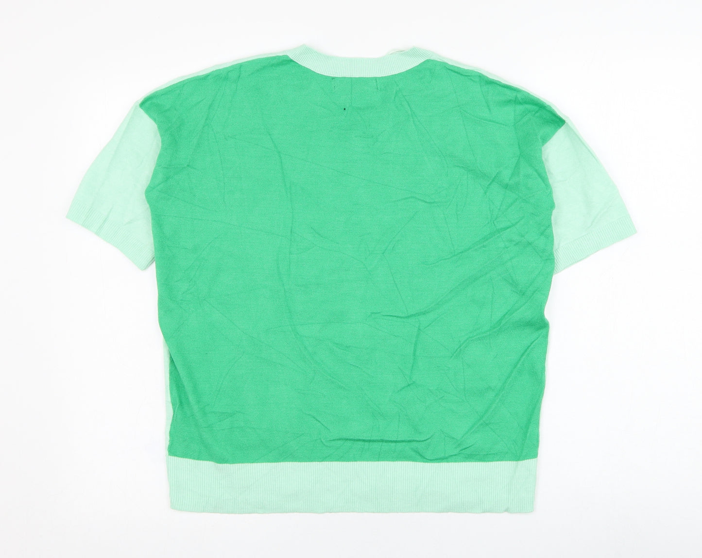 Marks and Spencer Womens Green V-Neck  Viscose Pullover Jumper Size 8