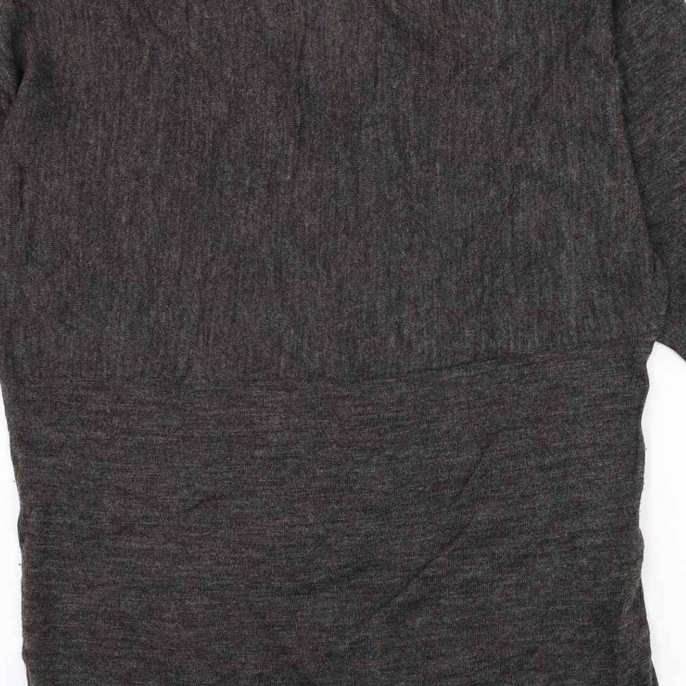 Luxe Womens Grey Round Neck  Wool Pullover Jumper Size L