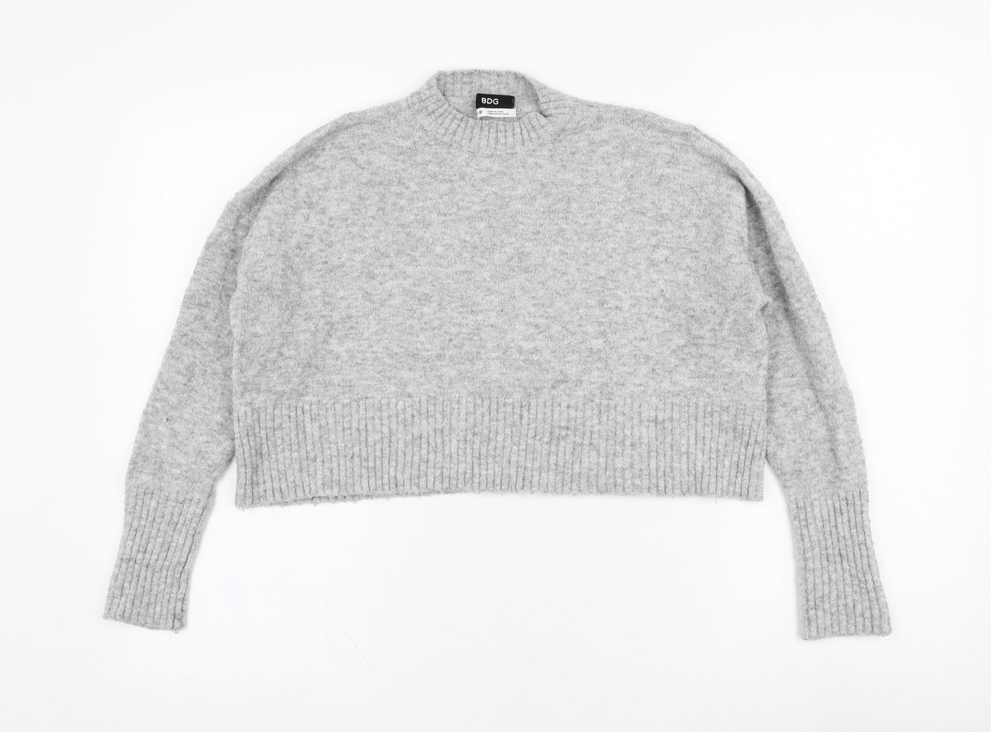 BDG Womens Grey Round Neck  Acrylic Pullover Jumper Size S   - Cropped