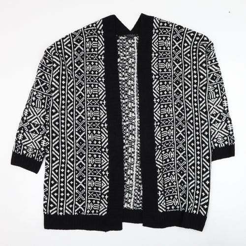 Amara Reya Womens White Square Neck Geometric Acrylic Cardigan Jumper Size M