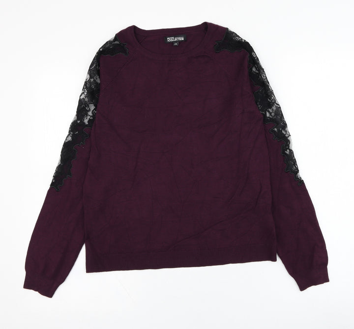 Debenhams Womens Purple Round Neck Viscose Pullover Jumper Size 12