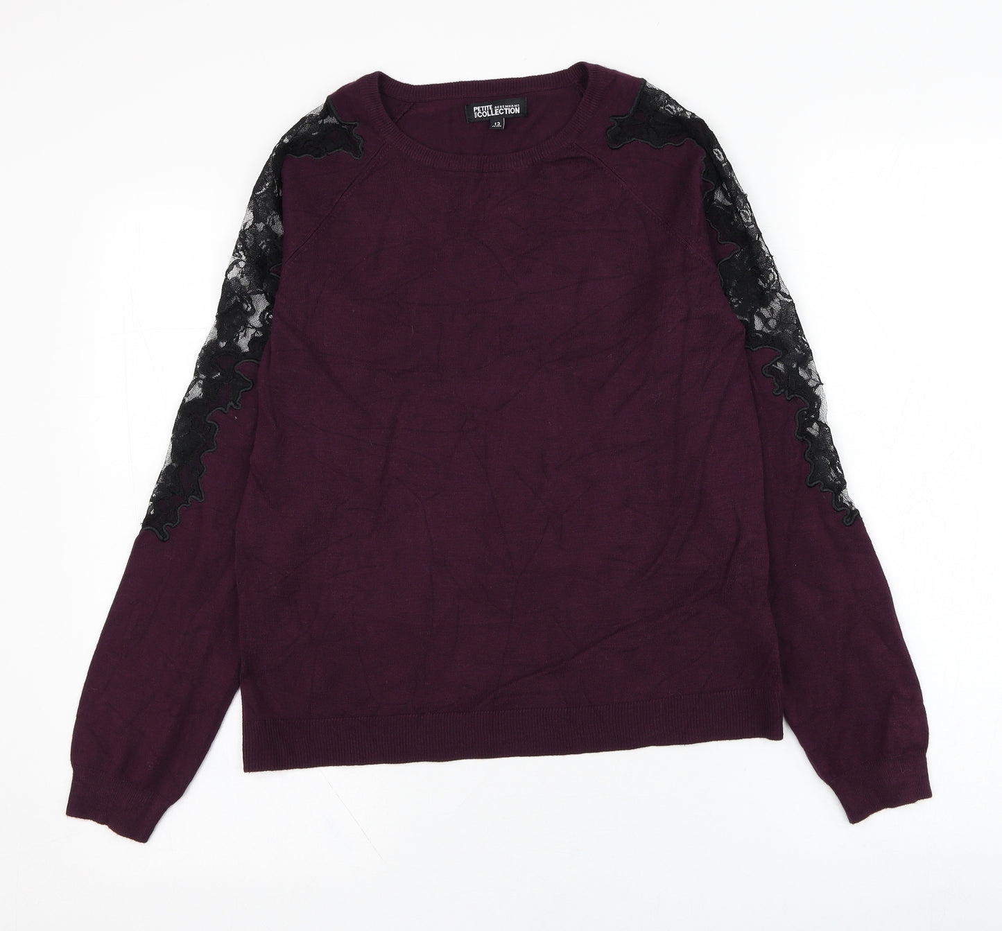 Debenhams Womens Purple Round Neck  Viscose Pullover Jumper Size 12
