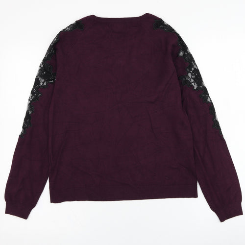 Debenhams Womens Purple Round Neck  Viscose Pullover Jumper Size 12
