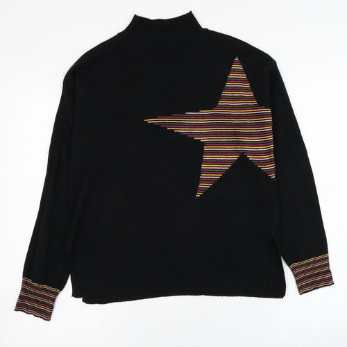NEXT Womens Black Mock Neck  Polyester Pullover Jumper Size XS   - Star