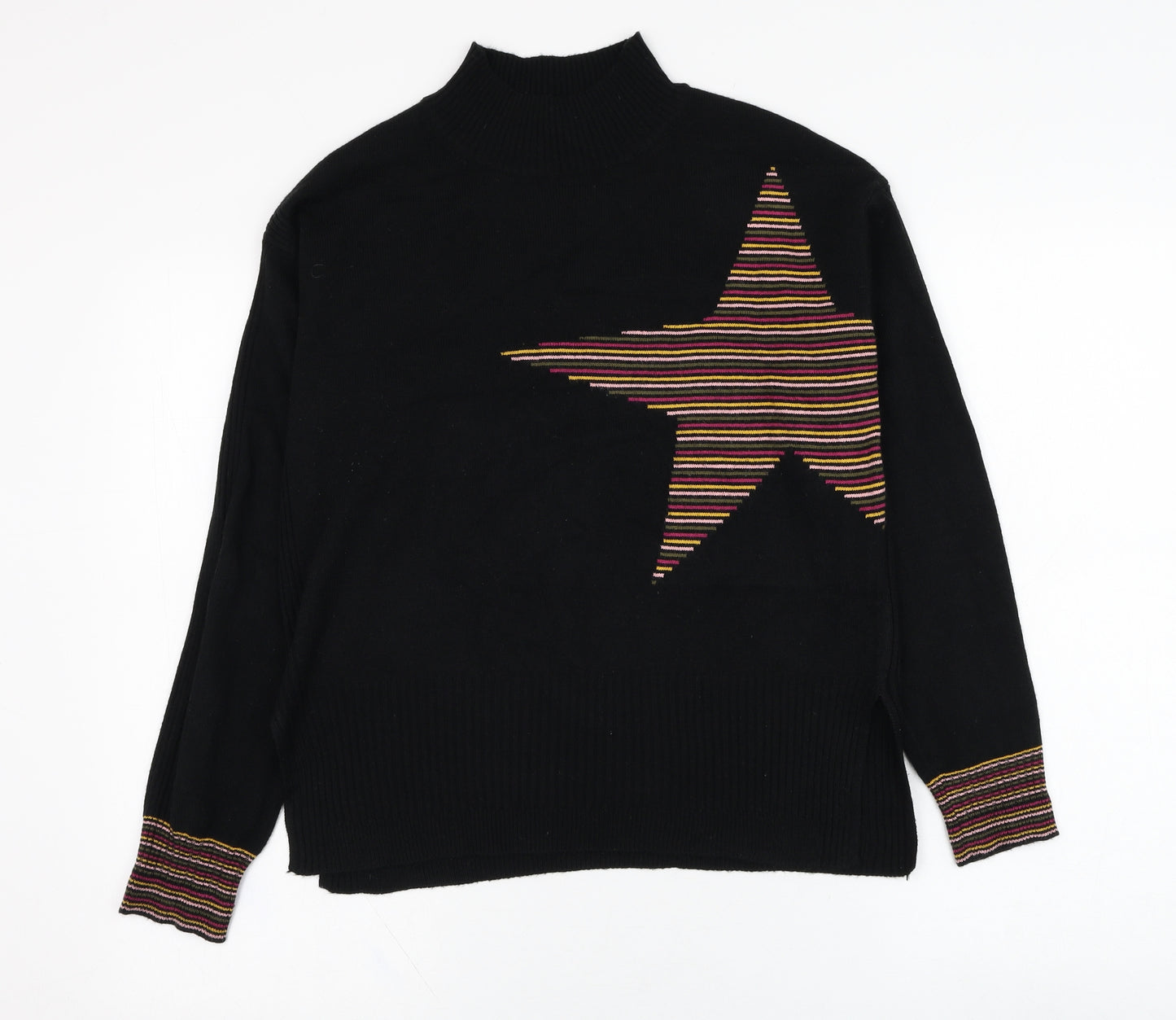 NEXT Womens Black Mock Neck  Polyester Pullover Jumper Size XS   - Star