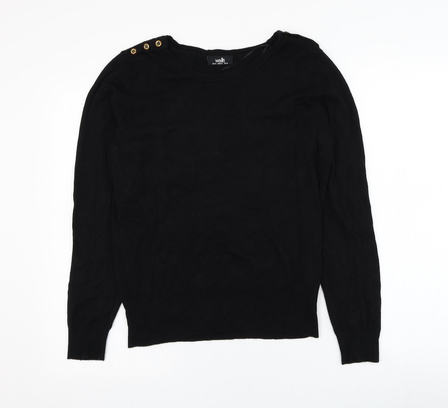 Wallis Womens Black Round Neck  Viscose Pullover Jumper Size 14