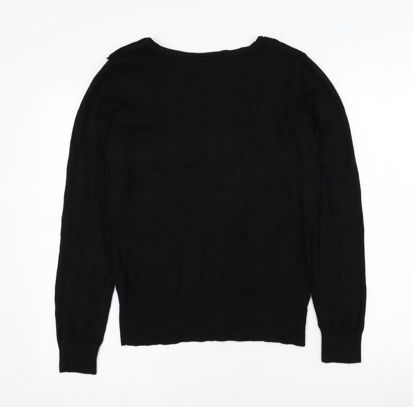 Wallis Womens Black Round Neck  Viscose Pullover Jumper Size 14