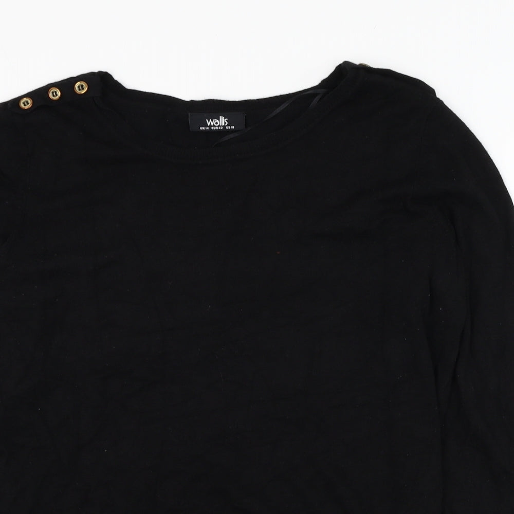Wallis Womens Black Round Neck  Viscose Pullover Jumper Size 14